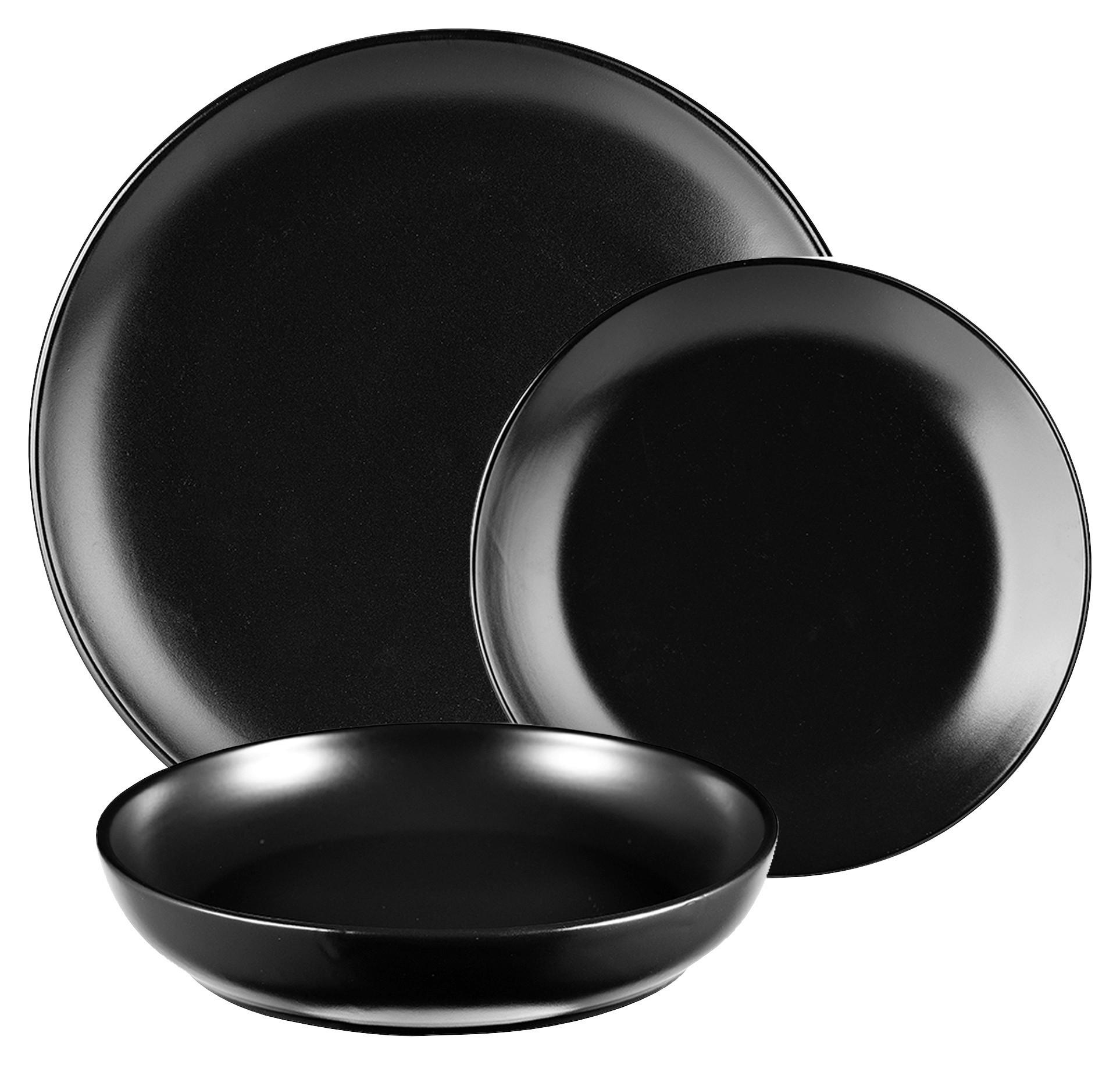 BERGNER Geschirrset CHARCOAL schwarz Steingut 12 tlg. CHARCOAL - schwarz (28,00/20,20/28,60cm) - BERGNER