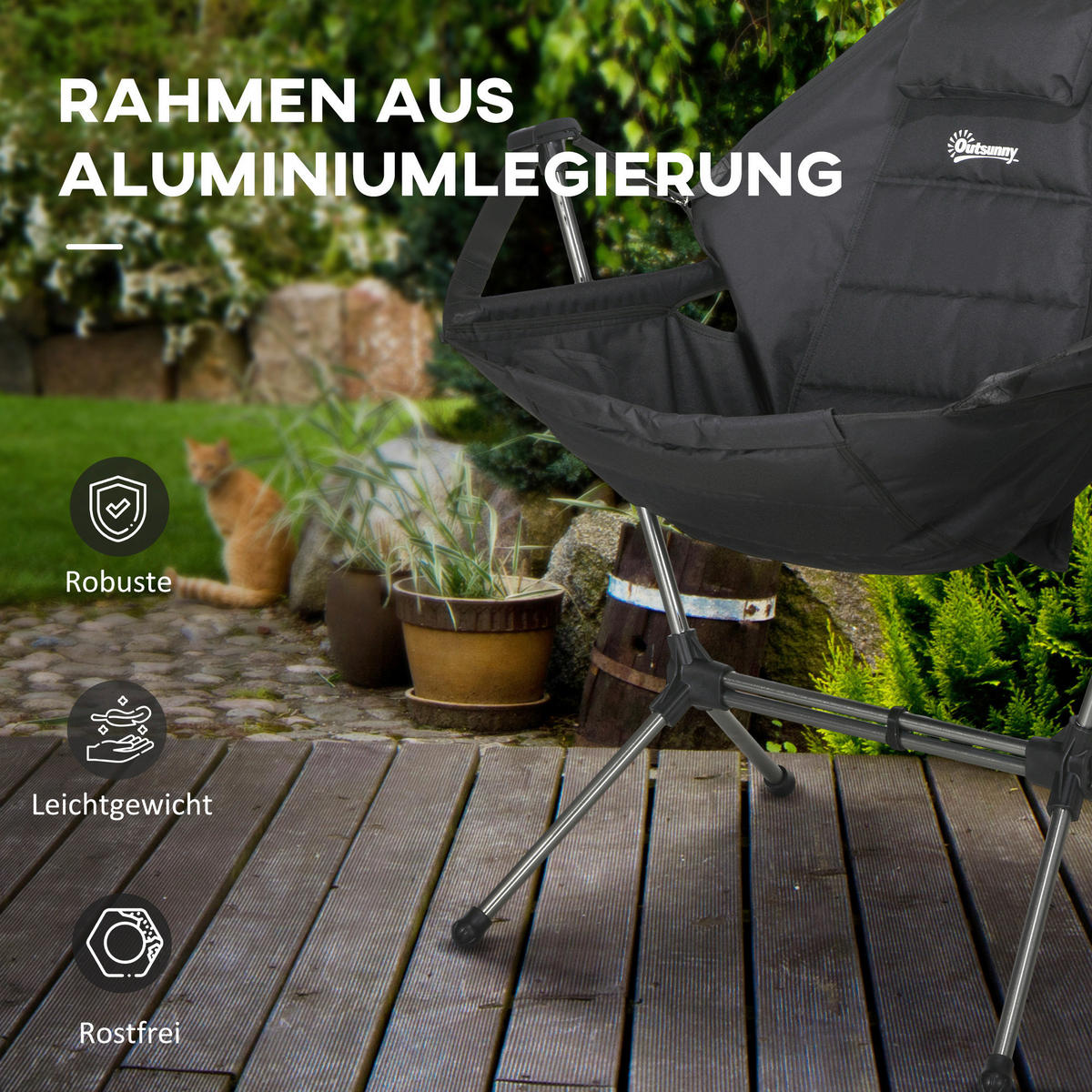 Outsunny Hängematte Campingstuhl B/H/L: ca. 100x101x54 cm Hängematte Campingstuhl - schwarz (54,00/100,00/101,00cm) - Outsunny