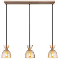GLOBO Pendelleuchte schwarz amber kaffee Glas Metall B/H: ca. 65x120 cm E14 3 Brennstellen Massey - schwarz/amber (65,00/120,00cm) - GLOBO
