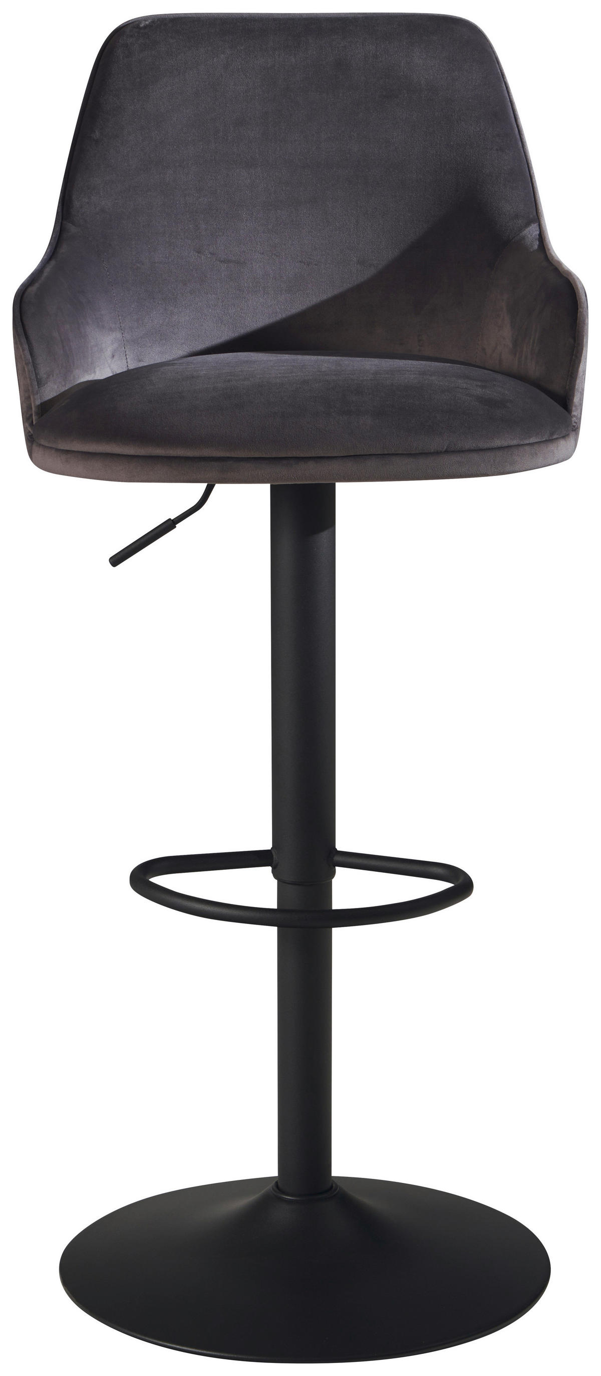 Barhocker grau schwarz Samt Eisen B/H/T: ca. 45x106x45 cm Barhocker - schwarz/grau (45,00/106,00/45,00cm) - Wohnling