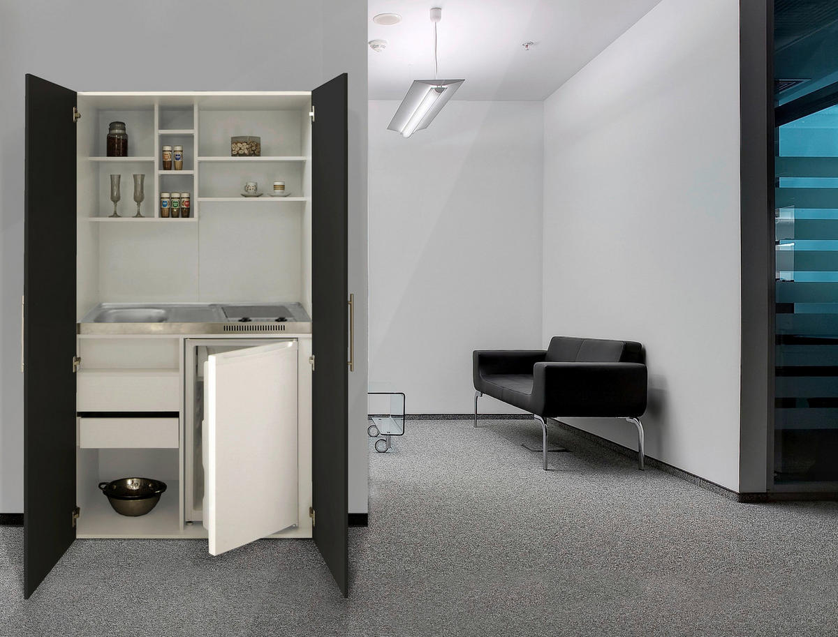 Respekta Schrankküche Economy schwarz matt B/H/T: ca. 104x193x67 cm Economy - weiß/schwarz (104,00/193,00/67,00cm) - Respekta