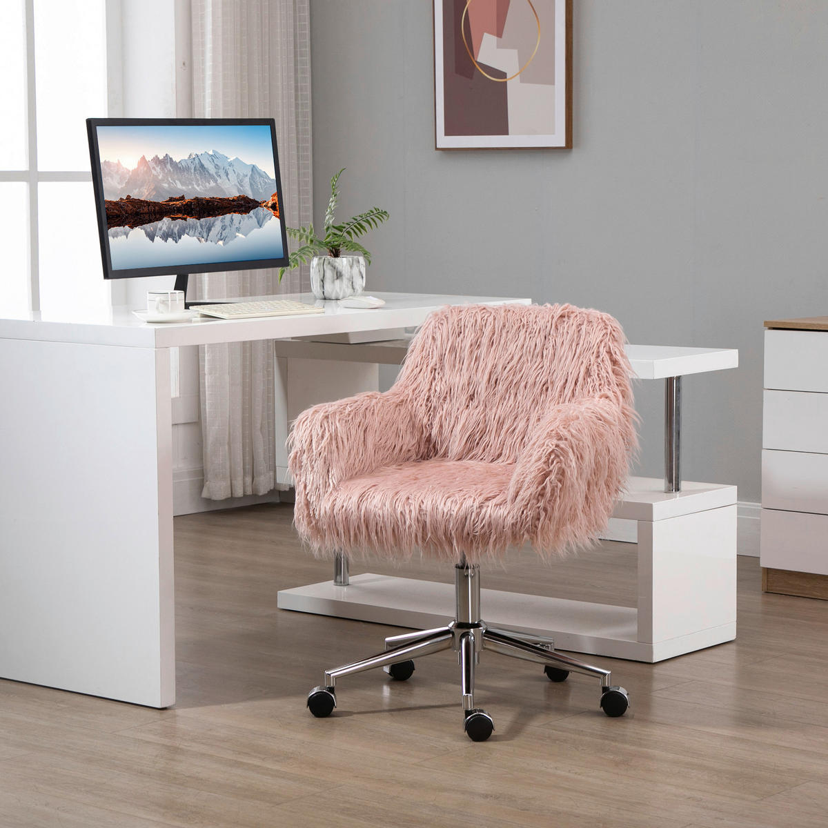 Drehstuhl 921-548PK rosa silber 921-548PK - rosa/silber (57,00/85,00/60,00cm) - Vinsetto