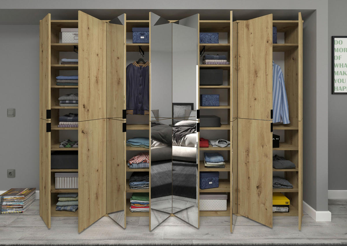 Garderobe PROJEKT Eiche Artisan Nachbildung Spiegel B/H/T: ca. 244x193x34 cm PROJEKT - Eiche (244,00/193,00/34,00cm) - xonox.home