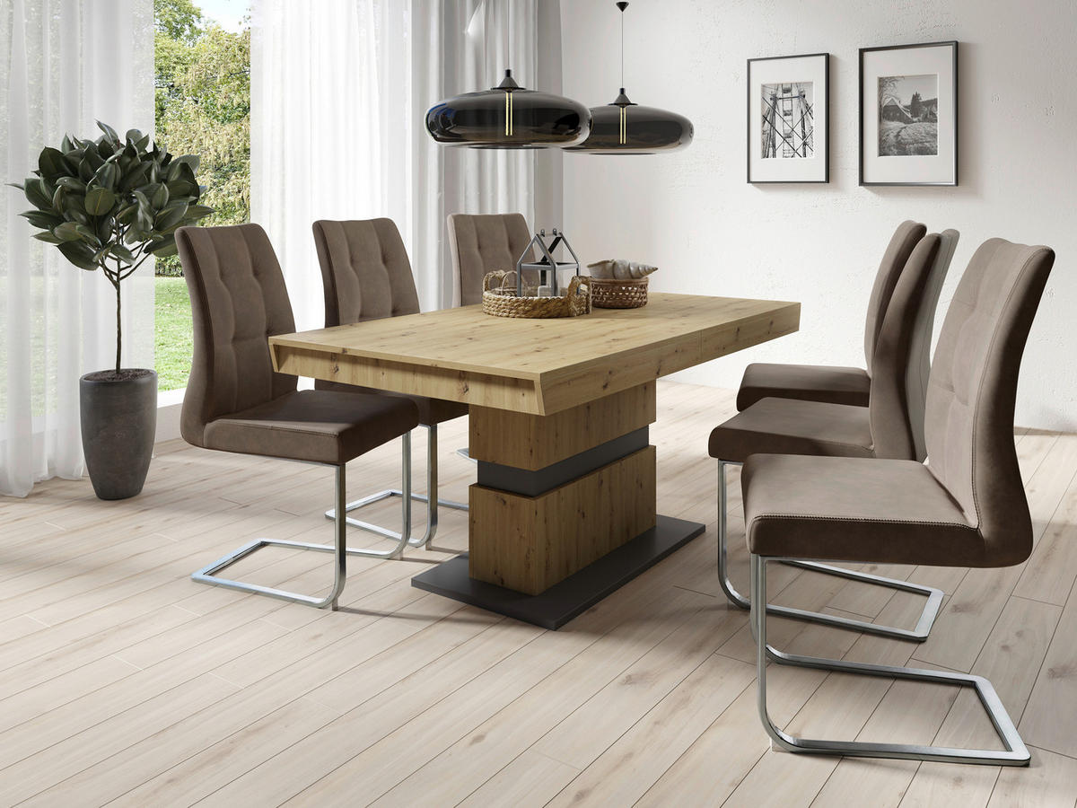 Schwingstuhl MARLEN-XXL  2er-Set dunkelbraun Vintage Chrom Stoff Metall B/H/T: ca. 72x96x80 cm MARLEN-XXL  2er-Set - dunkelbraun/Chrom (72,00/96,00/80,00cm) - byLIVING