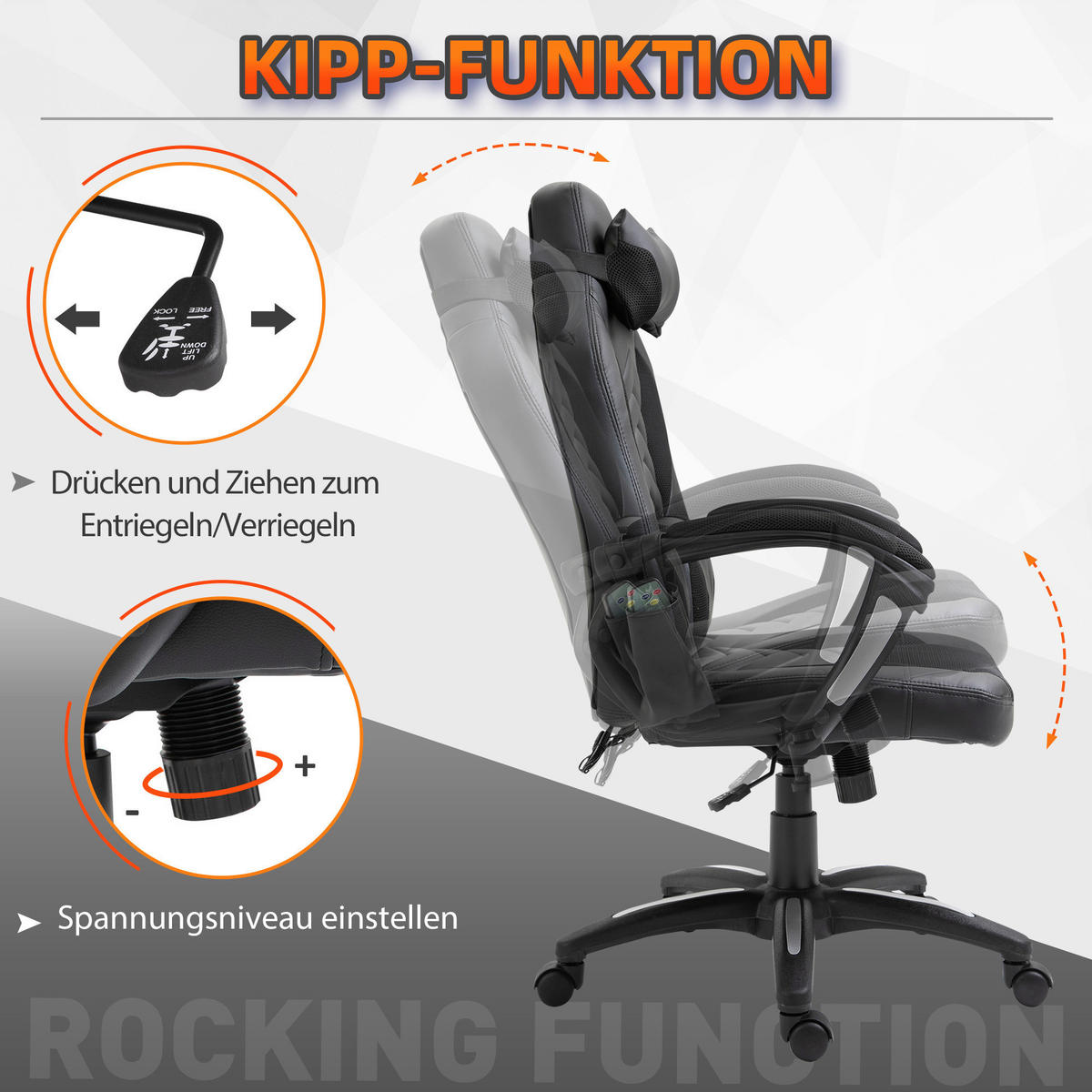 Drehstuhl 921-019BK schwarz 921-019BK - schwarz (68,00/117,00/69,00cm) - HOMCOM