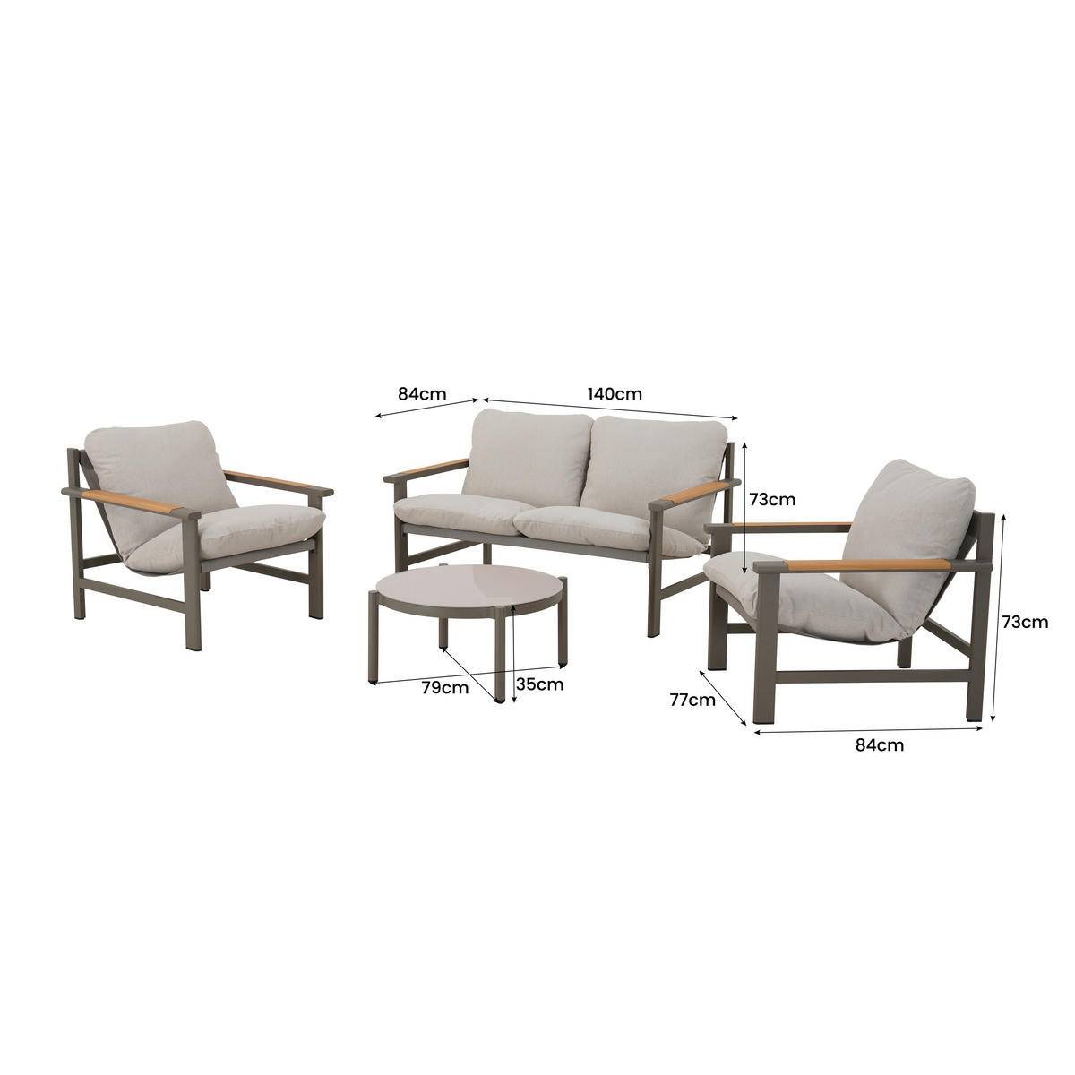 POCOline Gartensitzgruppe Kos grau Alu Kos - grau - POCOline