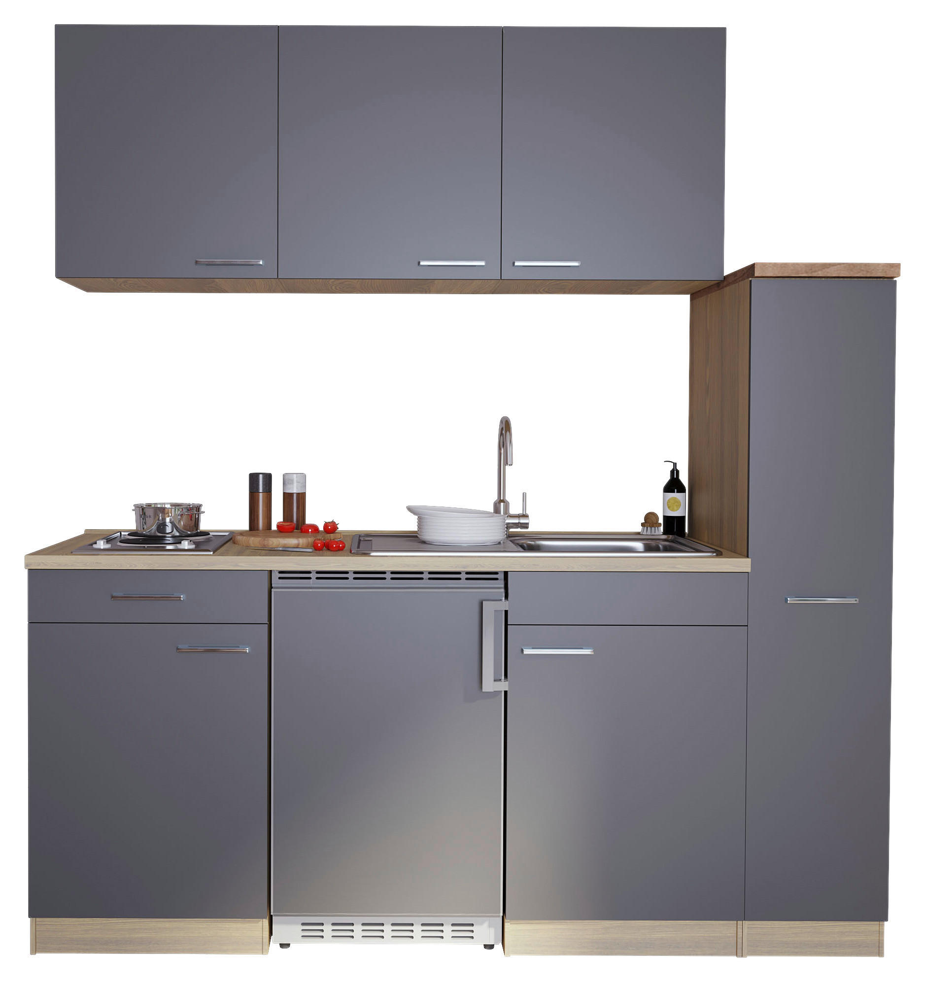 Respekta Küchenblock Economy grau matt B/H/T: ca. 180x200x60 cm Economy - Eiche/grau (180,00/200,00/60,00cm) - Respekta