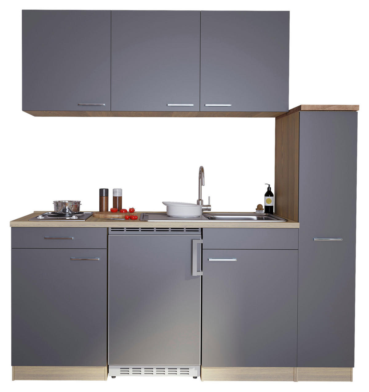 Respekta Küchenblock Economy grau matt B/H/T: ca. 180x200x60 cm Economy - Eiche/grau (180,00/200,00/60,00cm) - Respekta
