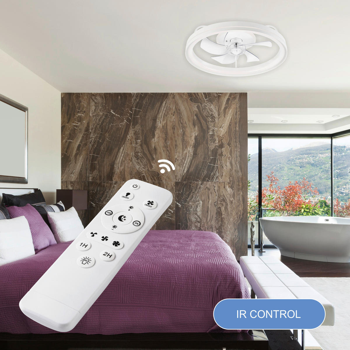 Lamkur LED-Deckenventilator FALCO 49885 weiß H/L: ca. 17x50 cm max. 40 W Falco - weiß (50,00cm) - Lamkur