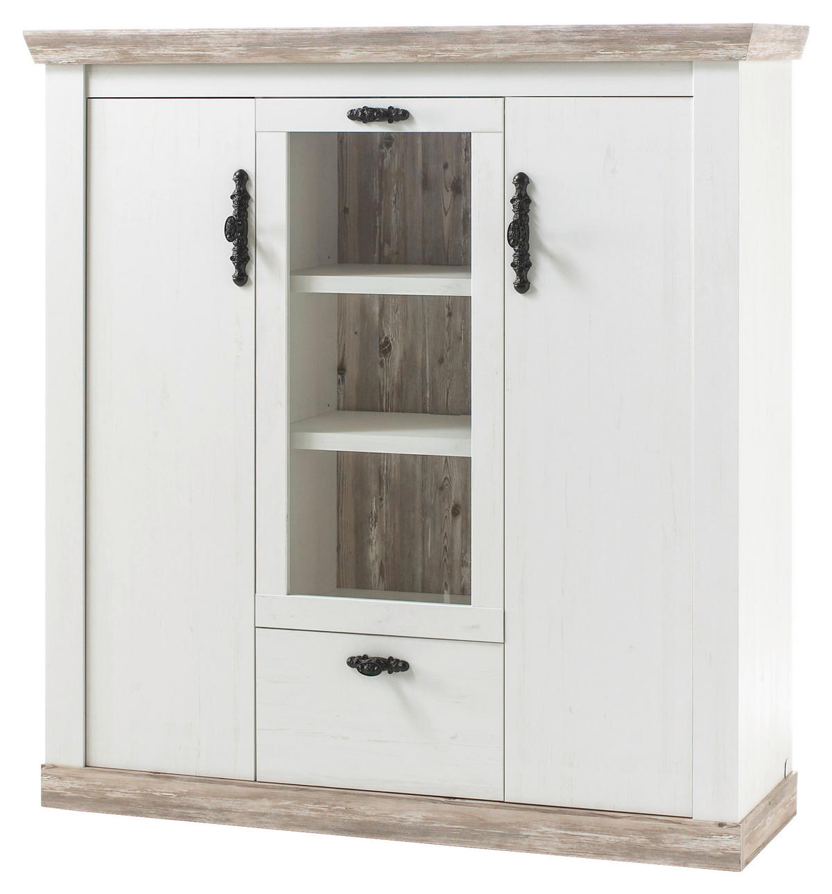 Highboard Florenz weiß Pinie B/H/T: ca. 139x146x44 cm Florenz - weiß (139,00/146,00/44,00cm)