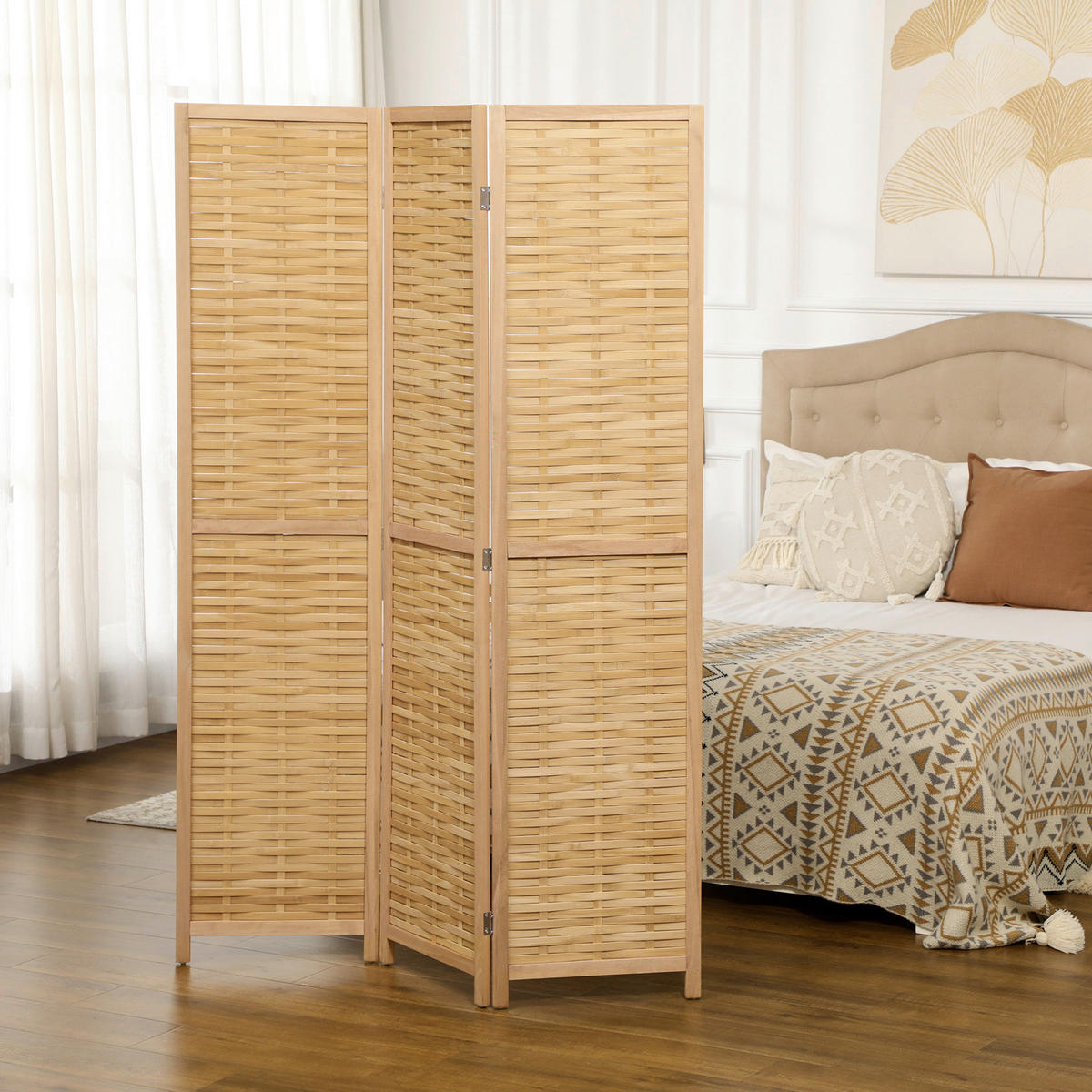 HOMCOM Paravent natur Bambus B/H/L: ca. 1,8x120x170 cm Paravent - natur (170,00/1,80/120,00cm) - HOMCOM