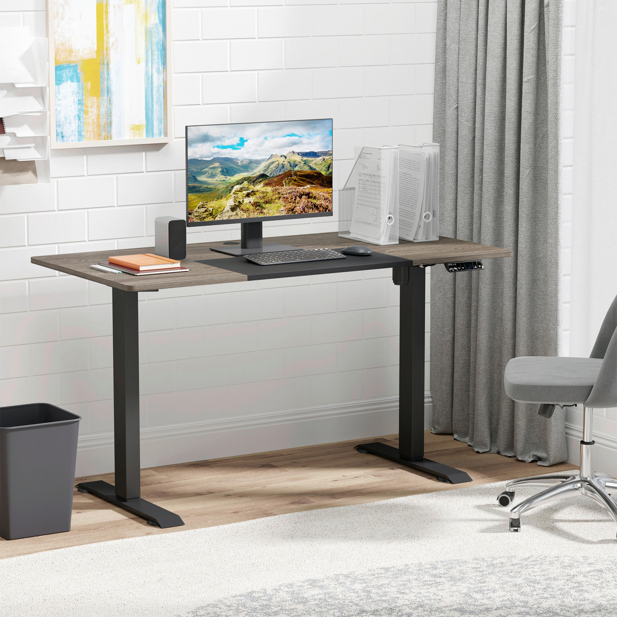 Schreibtisch 920-071V90BK natur Holz Nachbildung schwarz B/H/T: ca. 140x116x70 cm 920-071V90BK - natur/schwarz (140,00/116,00/70,00cm) - Vinsetto