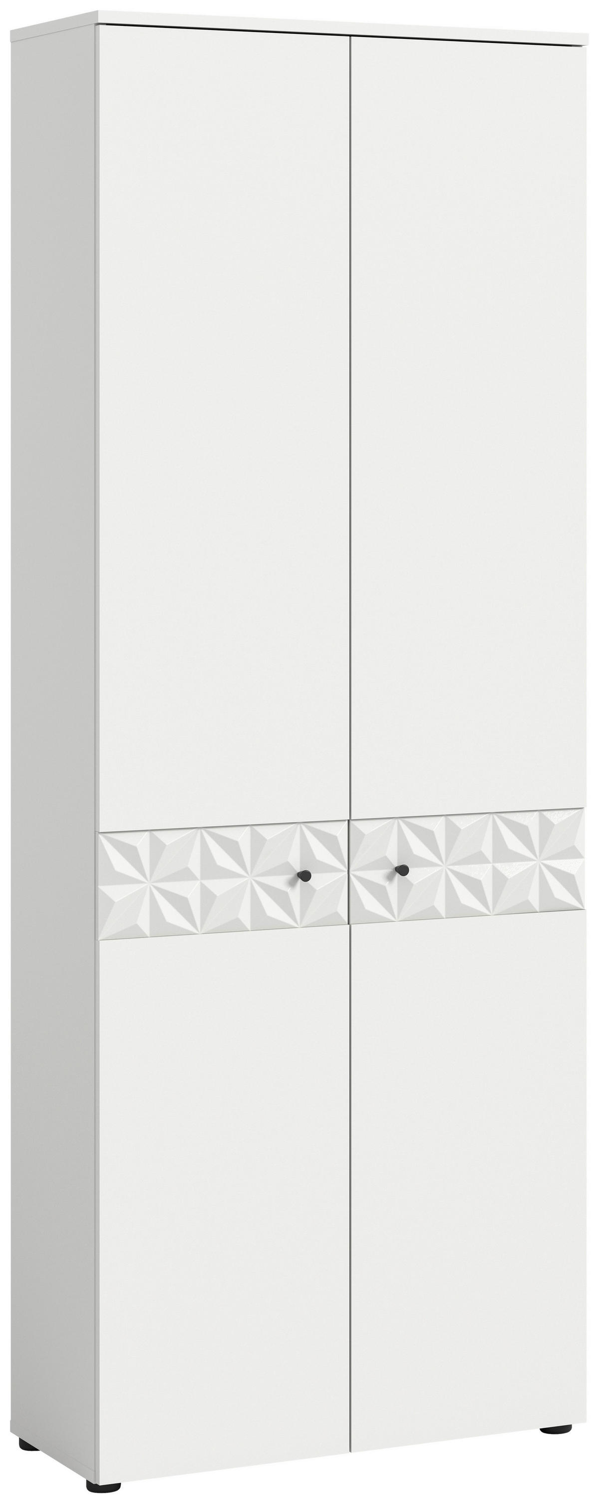 Garderobenschrank Prisma weiß weiß Hochglanz B/H/T: ca. 70,2x192x34,8 cm Prisma - weiß (70,20/192,00/34,80cm) - xonox.home