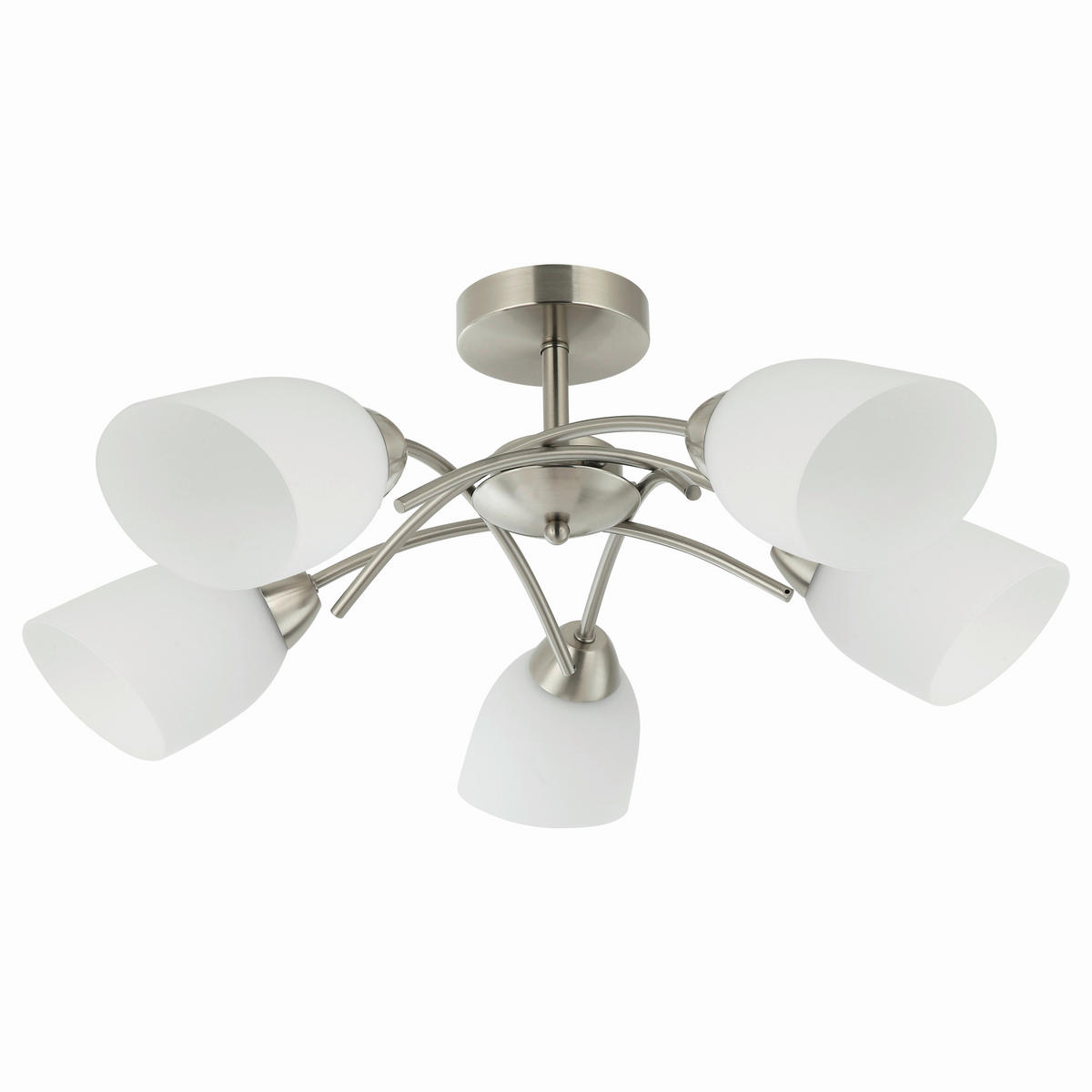 Lamkur Deckenleuchte DONNA 45504 nickel Glas Metall H/L: ca. 26x45 cm E27 5 Brennstellen Donna - nickel (45,00cm) - Lamkur