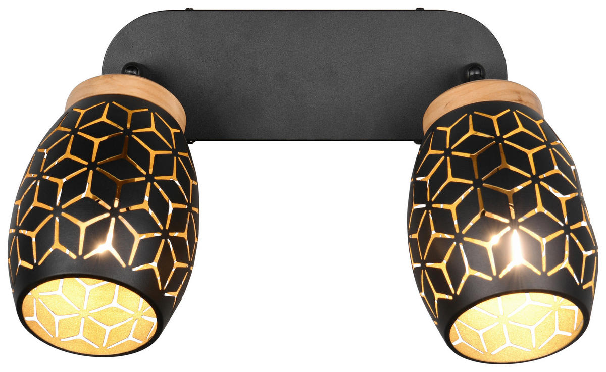 Reality Leuchten Spots schwarz gold Metall B/H/L: ca. 28x27x12 cm E14 2 Brennstellen Spot_Bidar_2 - gold/schwarz (12,00/28,00/27,00cm) - Reality Leuchten