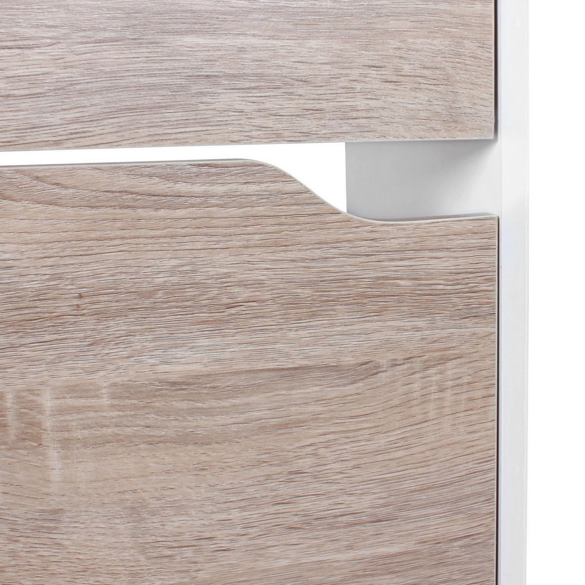 Schuhschrank Eiche Sonoma Nachbildung weiß B/H/T: ca. 60x150x24 cm Schuhschrank - Eiche/weiß (60,00/150,00/24,00cm) - Wohnling