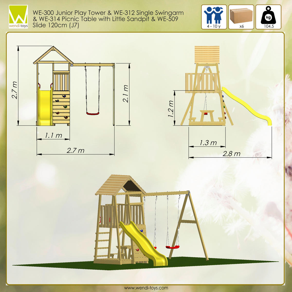 Wendi Toys Stelzenspielhaus Pelikan natur B/H/T: ca. 270x270x280 cm Pelikan - gelb/natur (270,00/270,00/280,00cm) - Wendi Toys