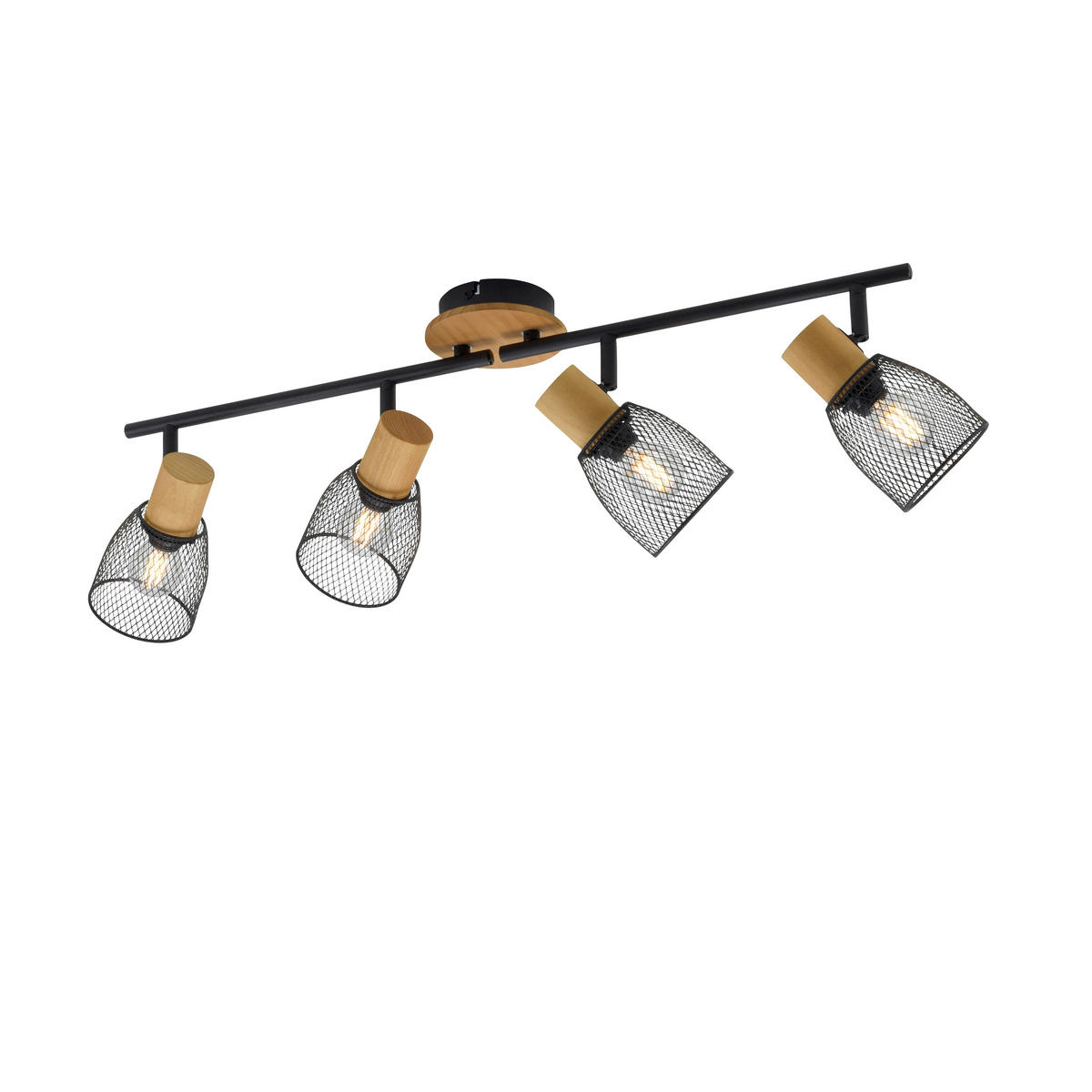 Just Light Spotbalken TAMIS 15194-79 natur schwarz Holz Metall B/H/T: ca. 83x22x24 cm E14 4 Brennstellen TAMIS - natur/schwarz (83,00/22,00/24,00cm) - Just Light