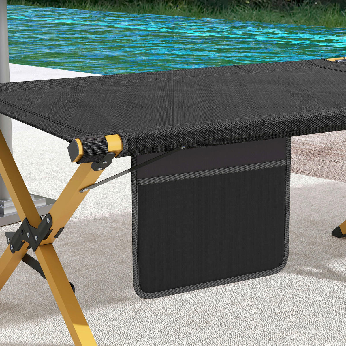 Outsunny Sonnenliege schwarz Nylon B/H/L: ca. 64x45x196 cm Sonnenliege - schwarz (196,00/64,00/45,00cm) - Outsunny