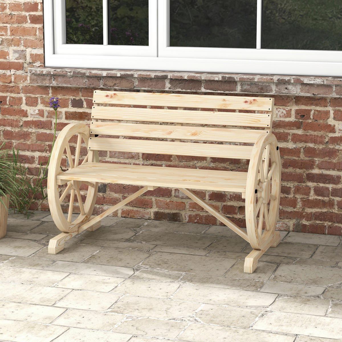 Outsunny Gartenbank natur Holz B/H/L: ca. 56x105,5x79 cm Gartenbank - natur (79,00/56,00/105,50cm) - Outsunny