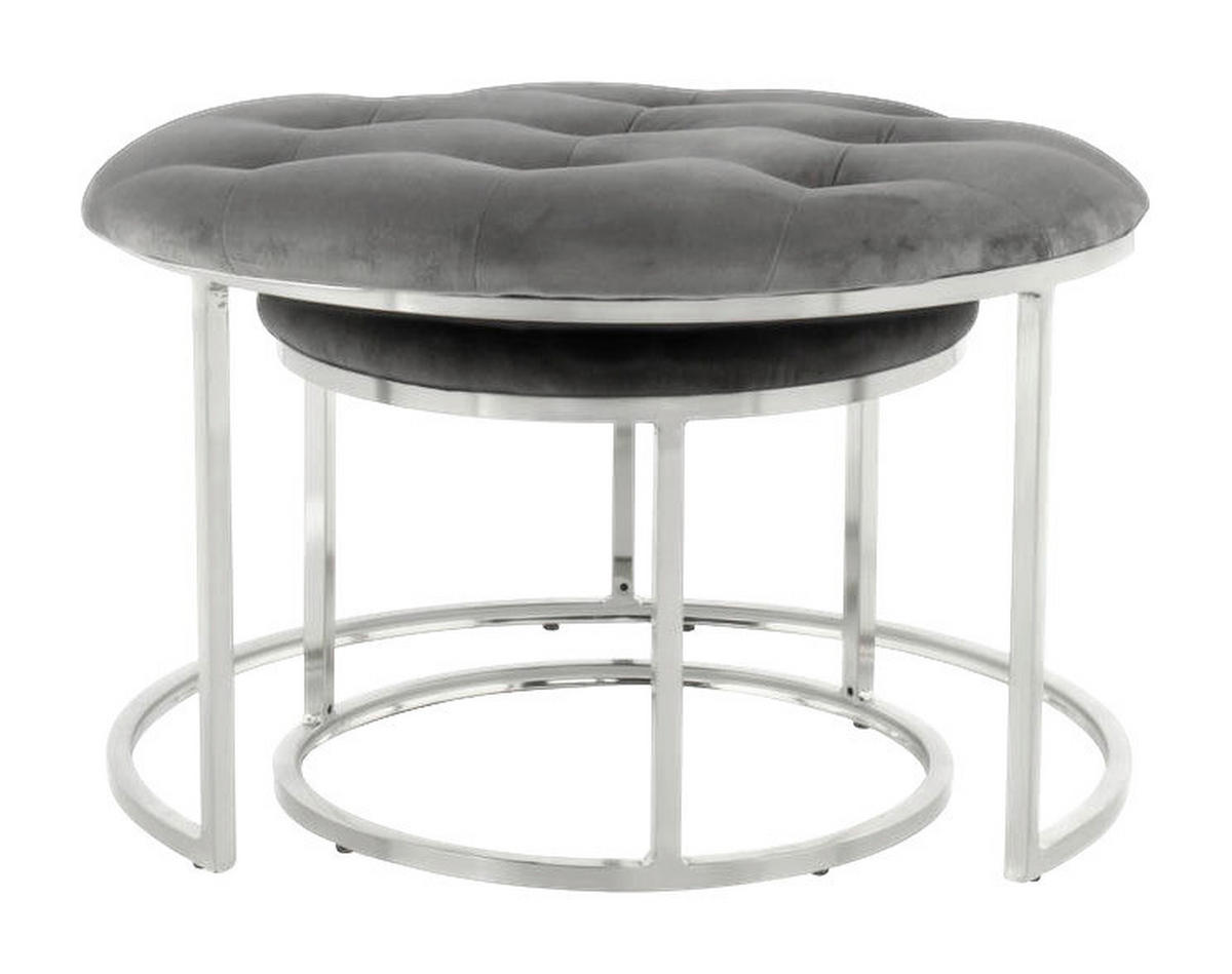 360 Living Hocker Myla 100 2er-Set grau silber Samt Metall H/D: ca. 41x60 cm Myla 100 2er-Set - silber/grau (60,00/41,00cm) - 360 Living