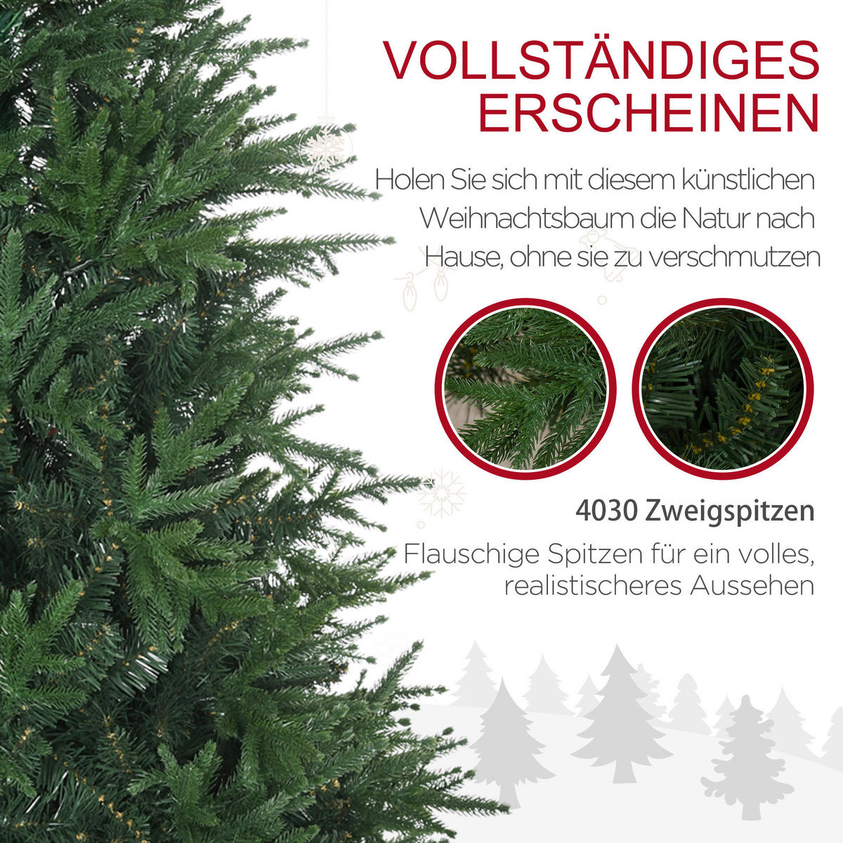 HOMCOM Weihnachtsbaum Weihnachtsbaum - grün (180,00/120,00/120,00cm) - HOMCOM