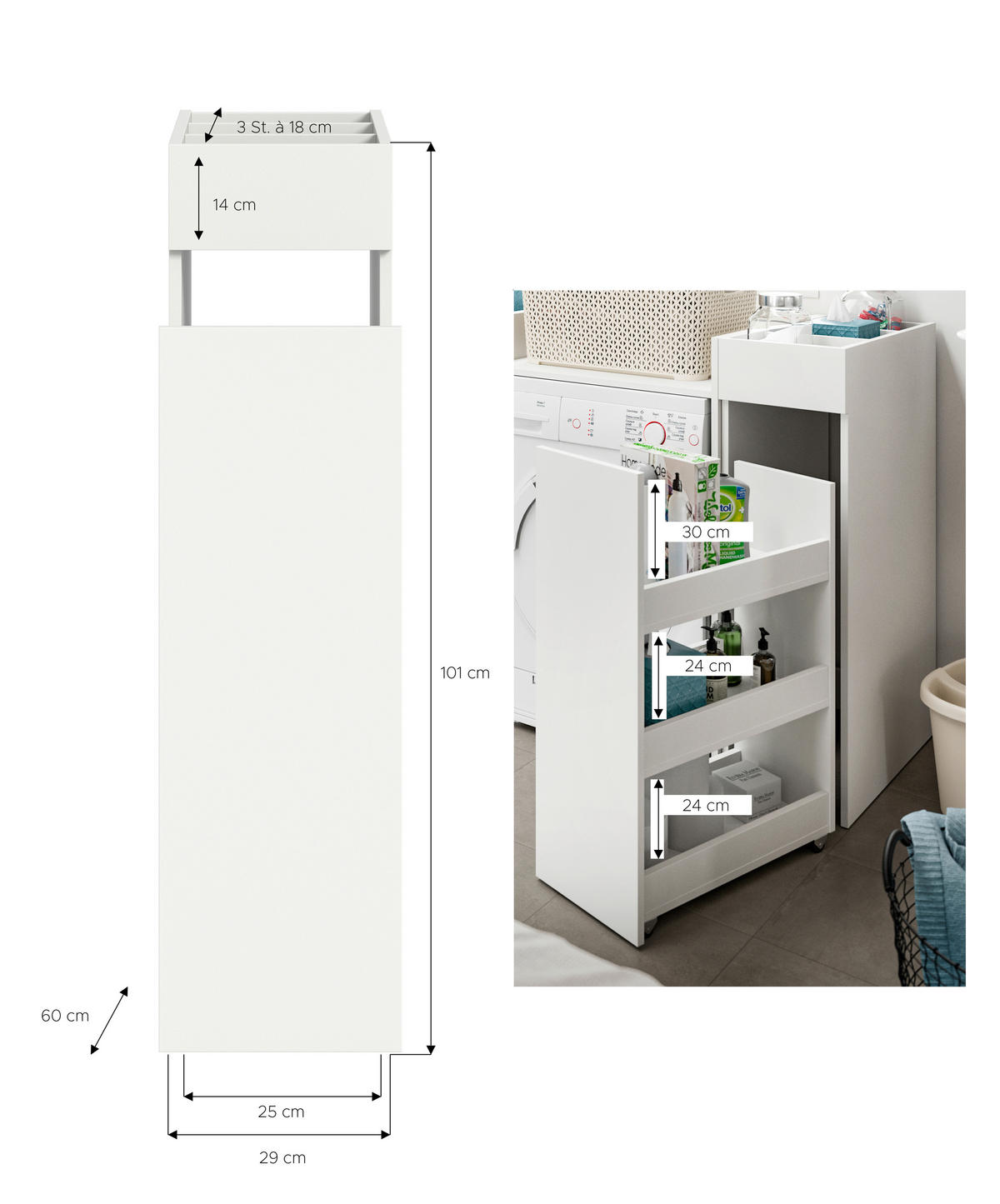 Anstellregal Free weiß B/H/T: ca. 29x101x60 cm Free - weiß (29,00/101,00/60,00cm)