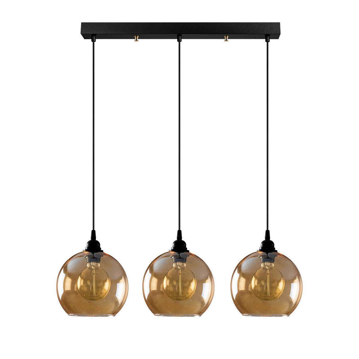 Opviq Pendelleuchte gold schwarz Glas B/H/T/L: ca. 70x116x20x70 cm E27 3 Brennstellen Pendelleuchte_Gold-022 - gold/schwarz (70,00/70,00/116,00cm) - Opviq