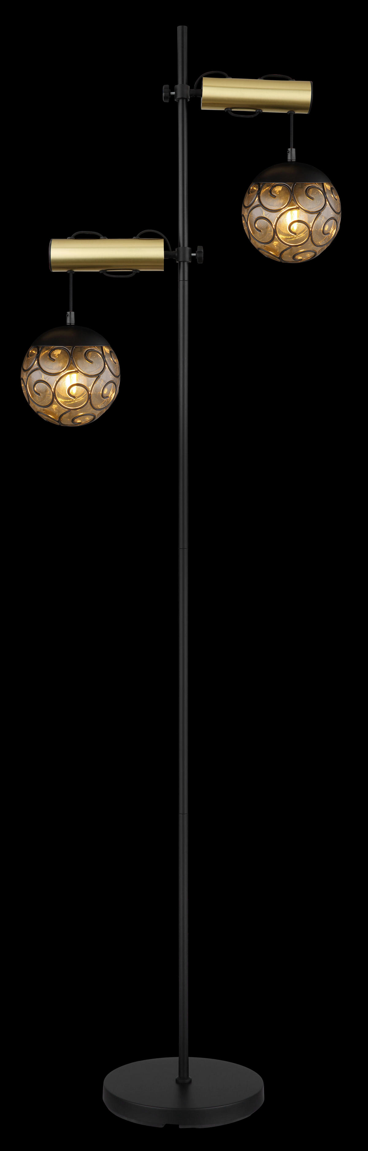 GLOBO Stehleuchte Rauch Metall Kunststoff B/H/T: ca. 51x168x25 cm E27 2 Brennstellen Stehleuchte_Fitz - Rauch (51,00/168,00/25,00cm) - GLOBO