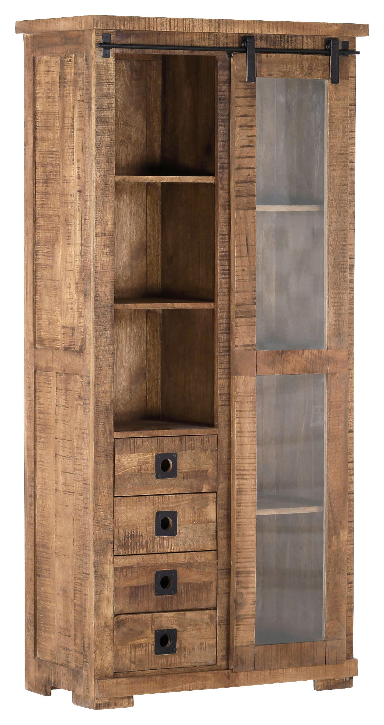 Vitrine Kongo sägerau natur B/H/T: ca. 90x190x47 cm Kongo - natur/sägerau (90,00/190,00/47,00cm)
