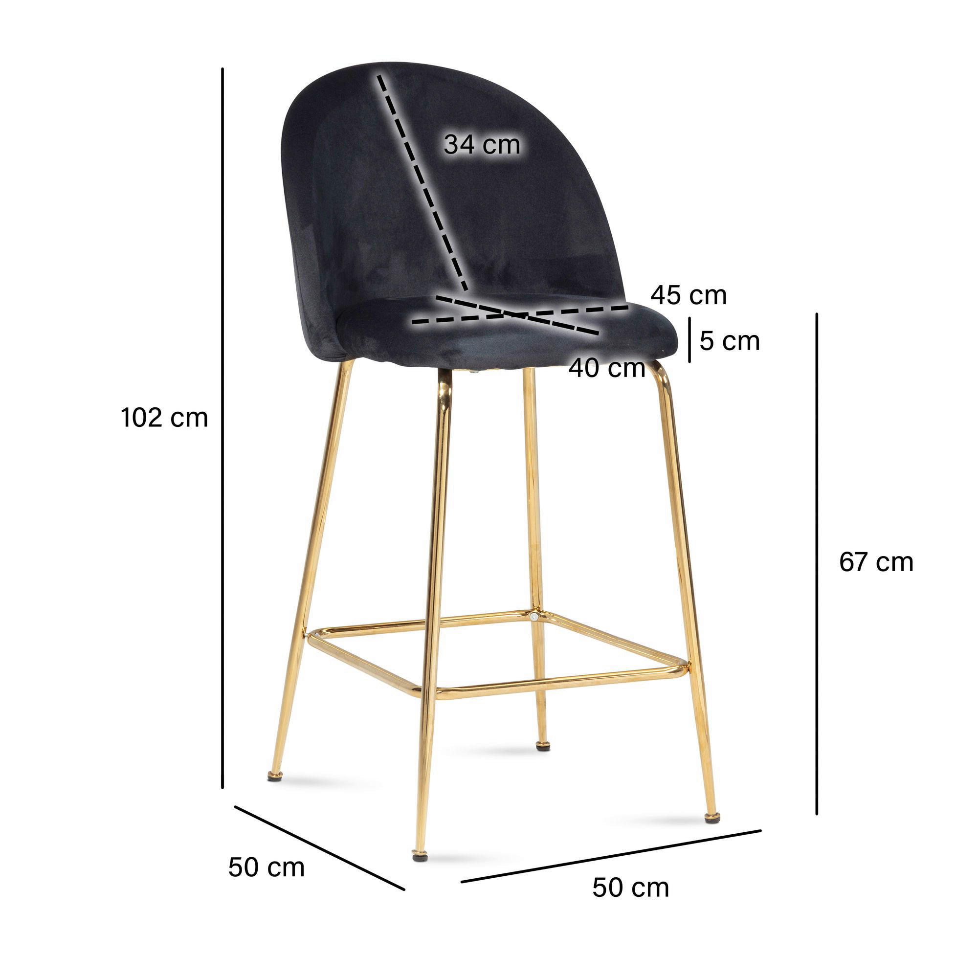 Barhocker 2er Set schwarz Polyester B/H/T: ca. 50x102x50 cm 2er Set - schwarz (50,00/102,00/50,00cm) - Wohnling
