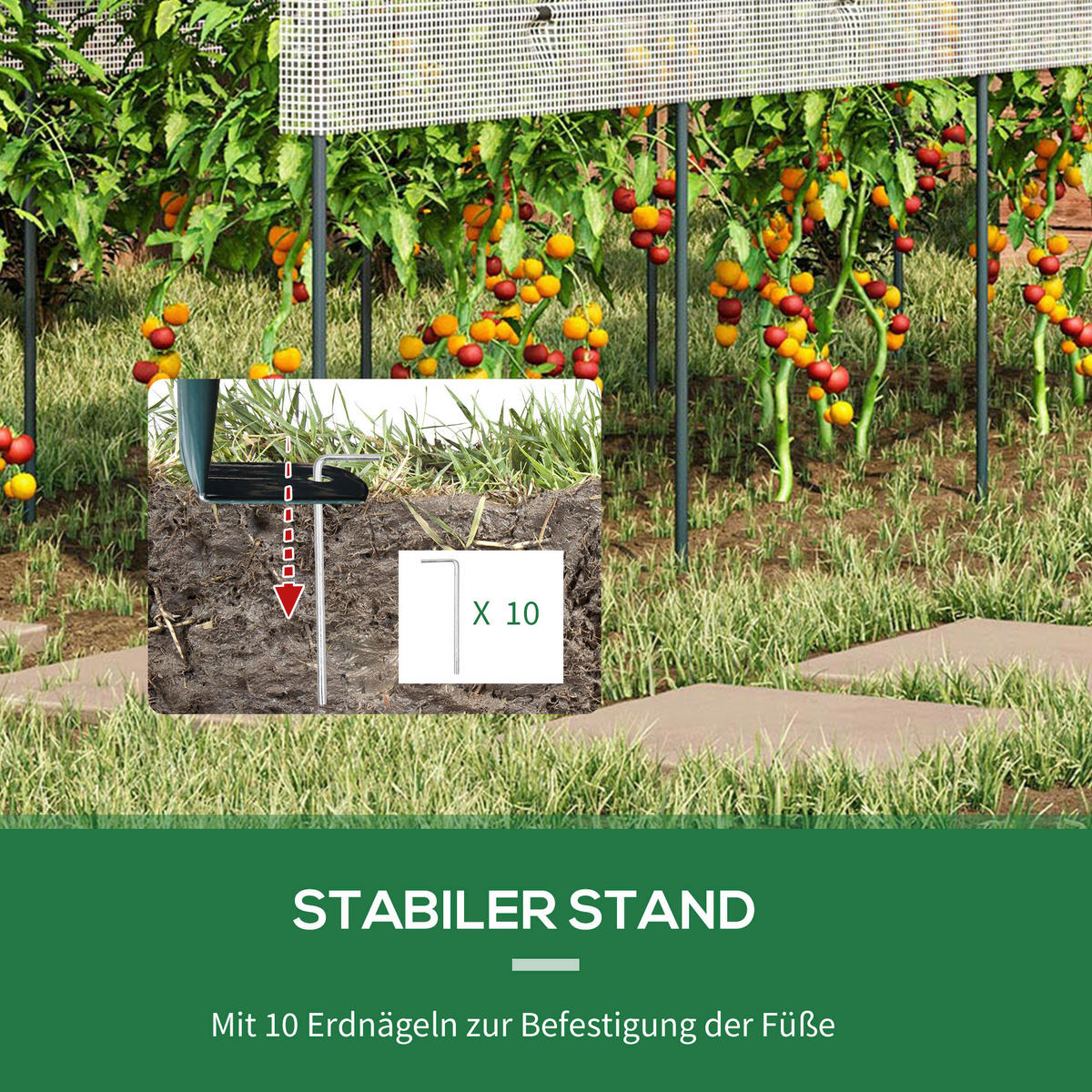 Outsunny Tomatengewächsüberdachung B/H/L: ca. 120x170x400 cm Tomatengewächsüberdachung - weiß (400,00/120,00/170,00cm) - Outsunny