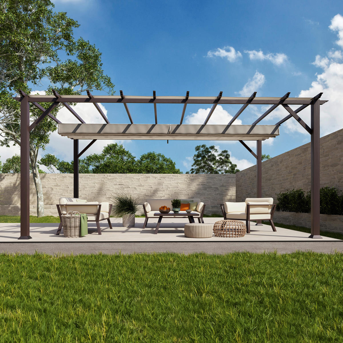 Paragon Outdoor Pavillon Florenz dunkelbraun Metall B/H/L: ca. 505x236x350 cm Florenz - dunkelbraun (350,00/505,00/236,00cm) - Paragon Outdoor
