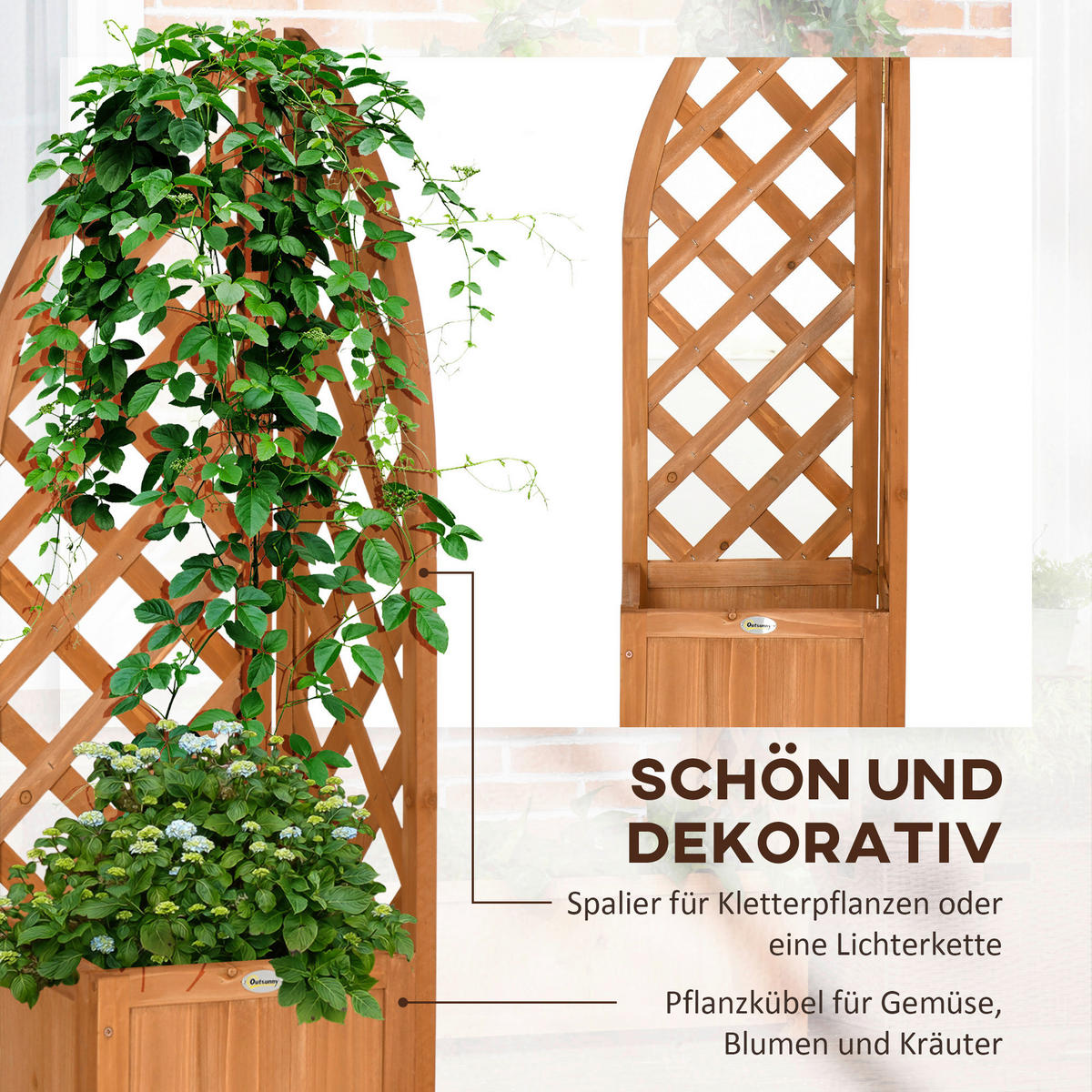 Outsunny Eckbeet B/H/L: ca. 32x108x32 cm Eckbeet - braun (32,00/32,00/108,00cm) - Outsunny