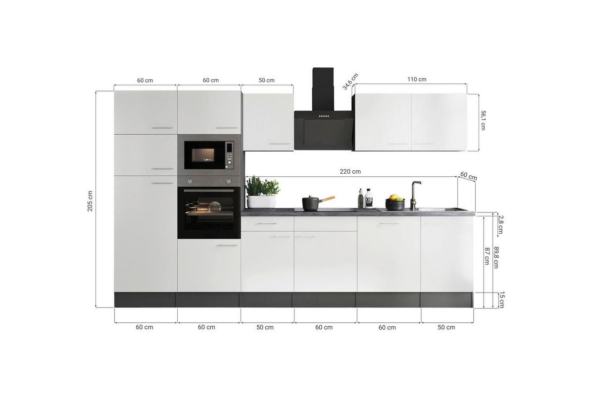 Küchenblock Oliver B/H/T: ca. 340x205x60 cm Oliver - granit/grau (340,00/205,00/60,00cm) - Respekta