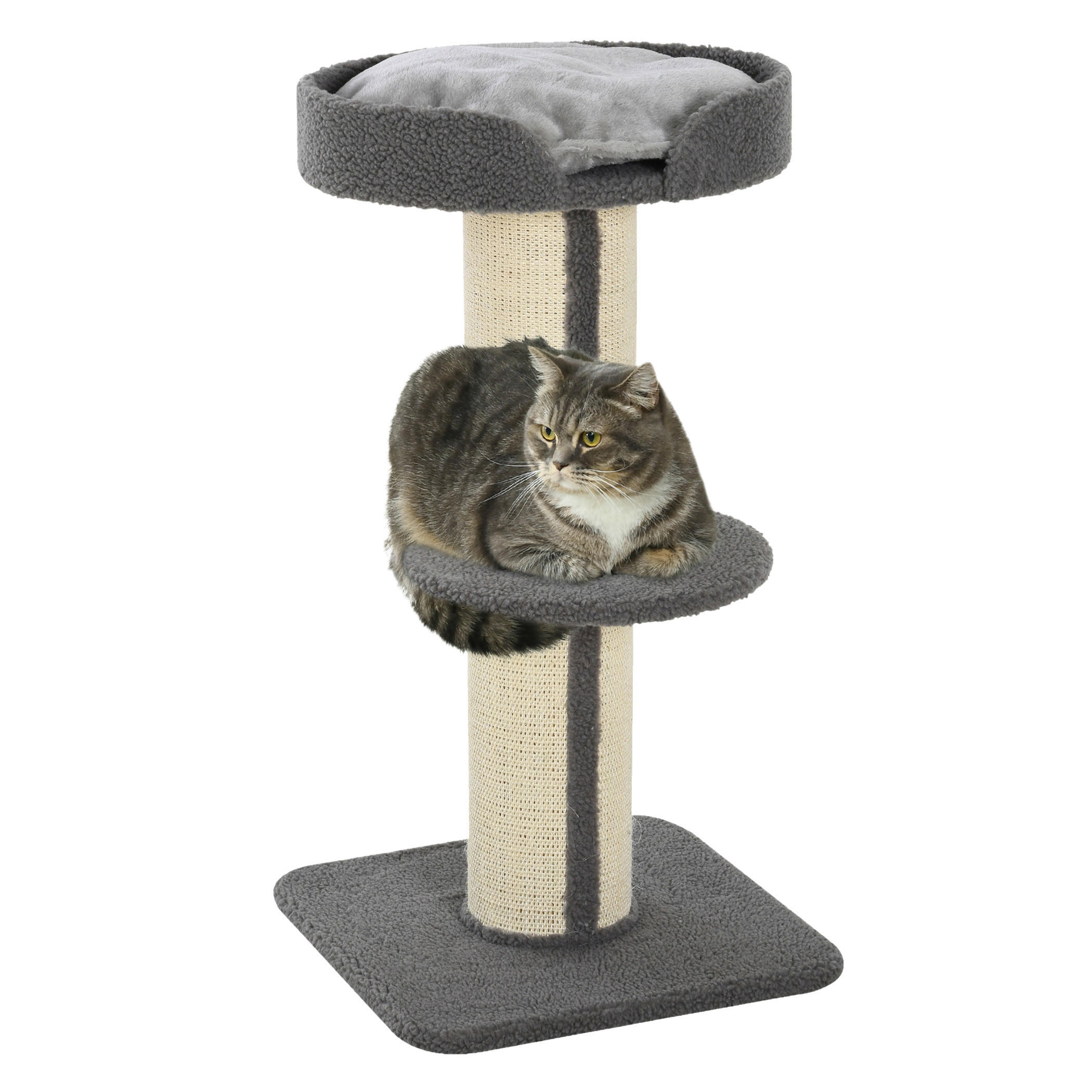 PawHut Kratzbaum grau Spanplatte B/H/L: ca. 45x91x45 cm Kratzbaum - grau (45,00/45,00/91,00cm) - PawHut