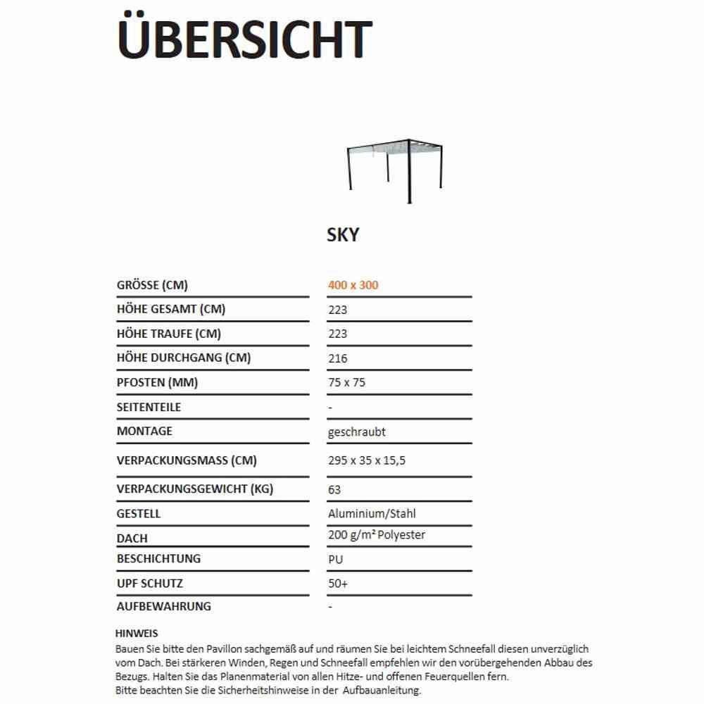 Gardamo Pavillon SKY grau Aluminium - Ra...