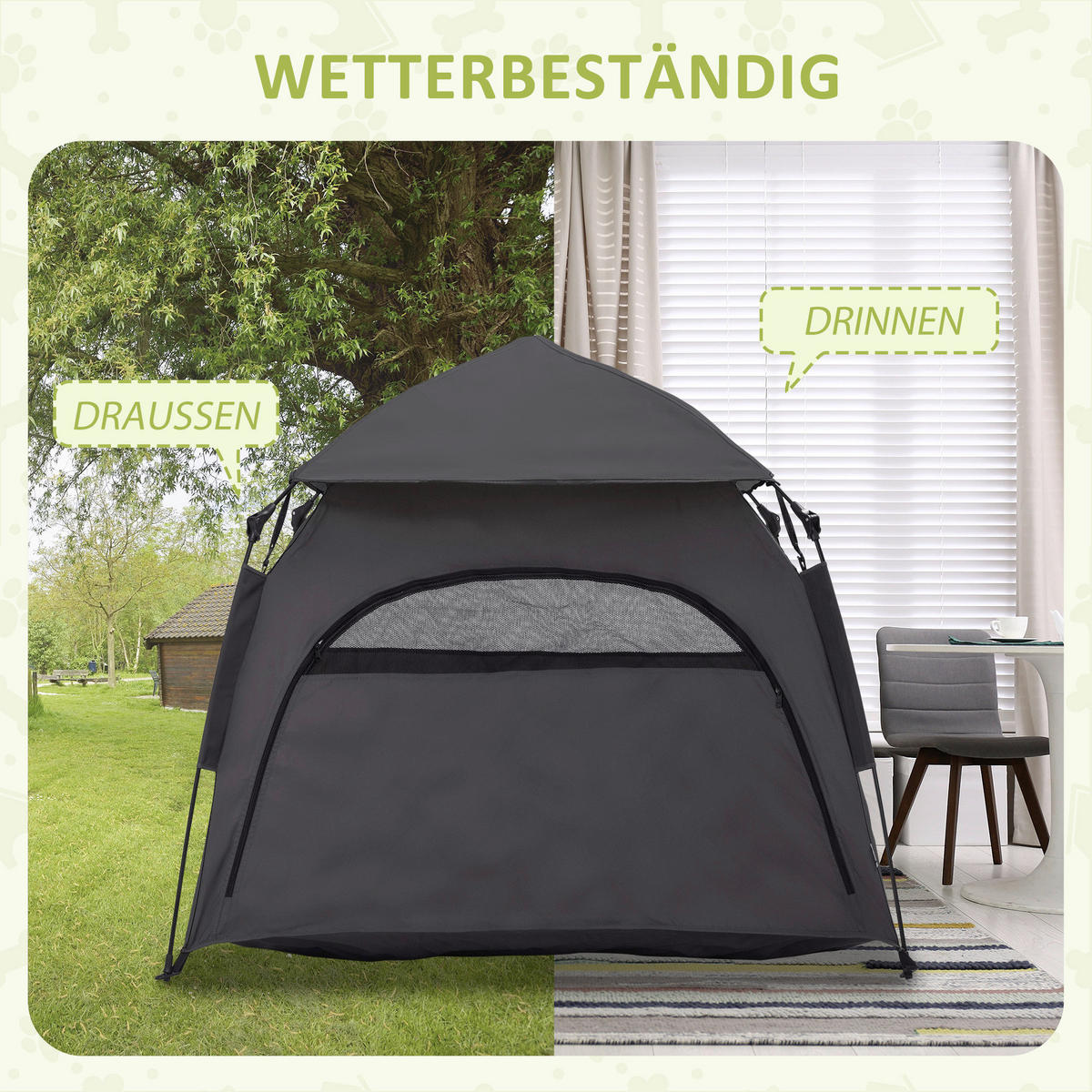 PawHut Haustier-Zubehör dunkelgrau Edelstahl B/H/L: ca. 120x120x106 cm Haustierzelt - dunkelgrau (106,00/120,00/120,00cm) - PawHut