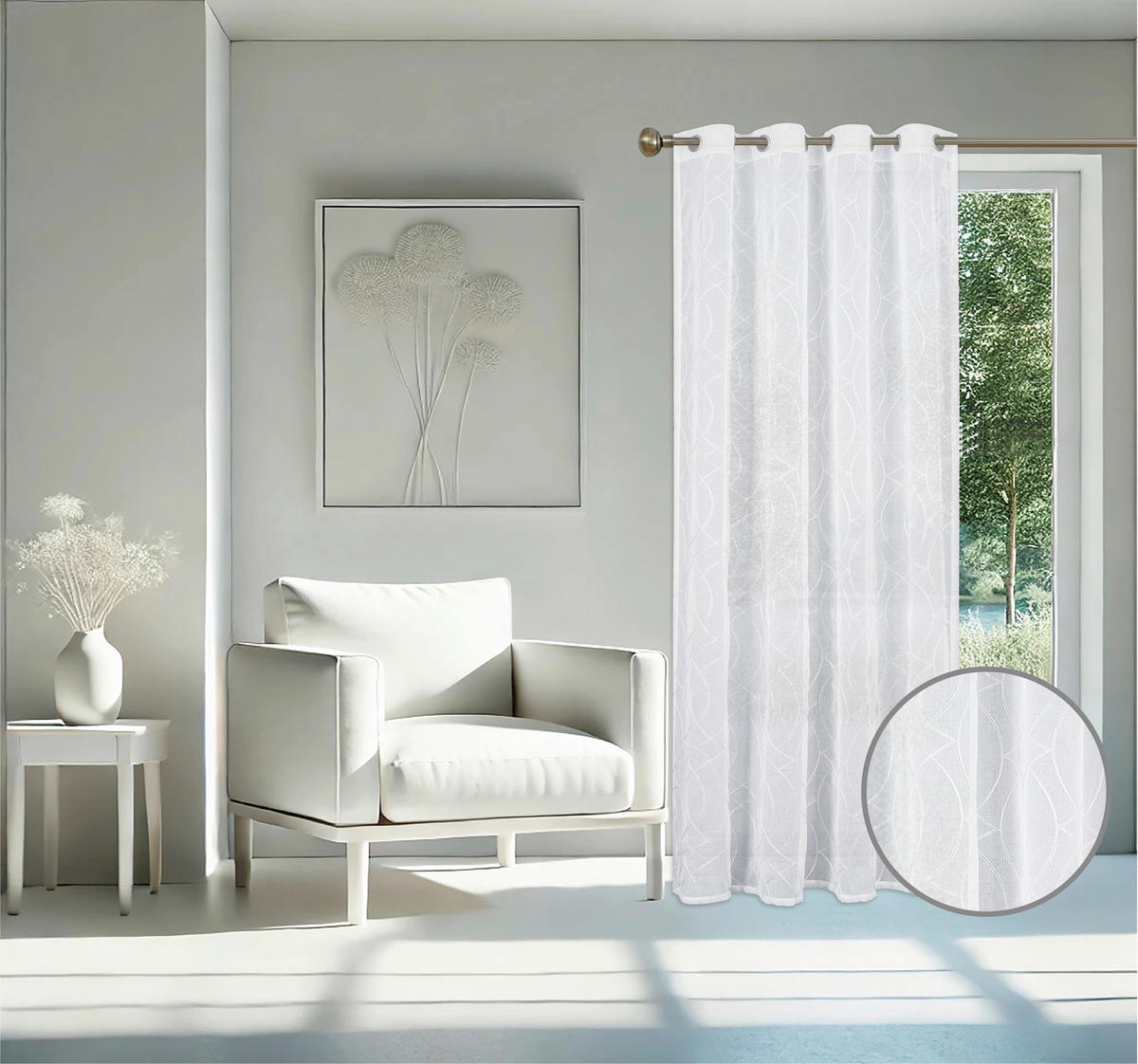 Ösenvorhang Mona weiß B/L: ca. 135x245 cm Mona - weiß (135,00/245,00cm) - home Topline