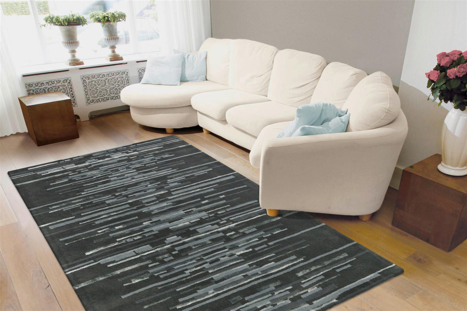Arte Espina Kurzflorteppich Satin 8059 anthrazit B/L: ca. 170x240 cm Satin 8059 - anthrazit (170,00/240,00cm) - Arte Espina