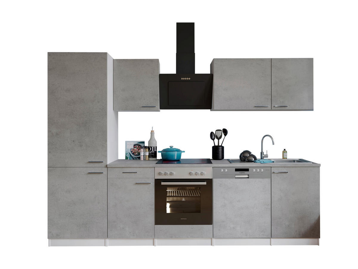 Respekta Küchenblock Malia Beton Optik B/H/T: ca. 280x200x60 cm Malia - Beton/weiß (280,00/200,00/60,00cm) - Respekta