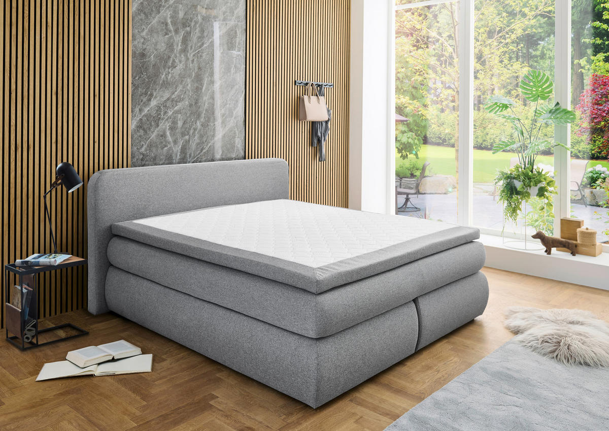 Boxspringbett Madeira Silbergrau Liegefläche B/L: ca. 180x200 cm Madeira - Silbergrau (200,00/104,00/212,00cm)