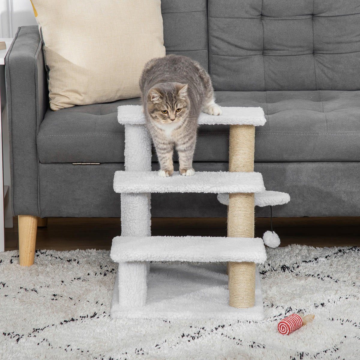 PawHut Haustiertreppe weiß Spanplatte B/H/L: ca. 40x48x45 cm Haustiertreppe - weiß (45,00/40,00/48,00cm) - PawHut