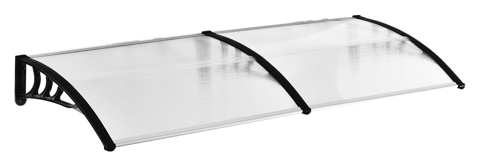 Outsunny Pultvordach transparent B/H/L: ca. 80x23x195 cm ca. 4,39 kg Pultvordach  MHB70-047WT - schwarz/transparent (195,00/80,00/23,00cm)