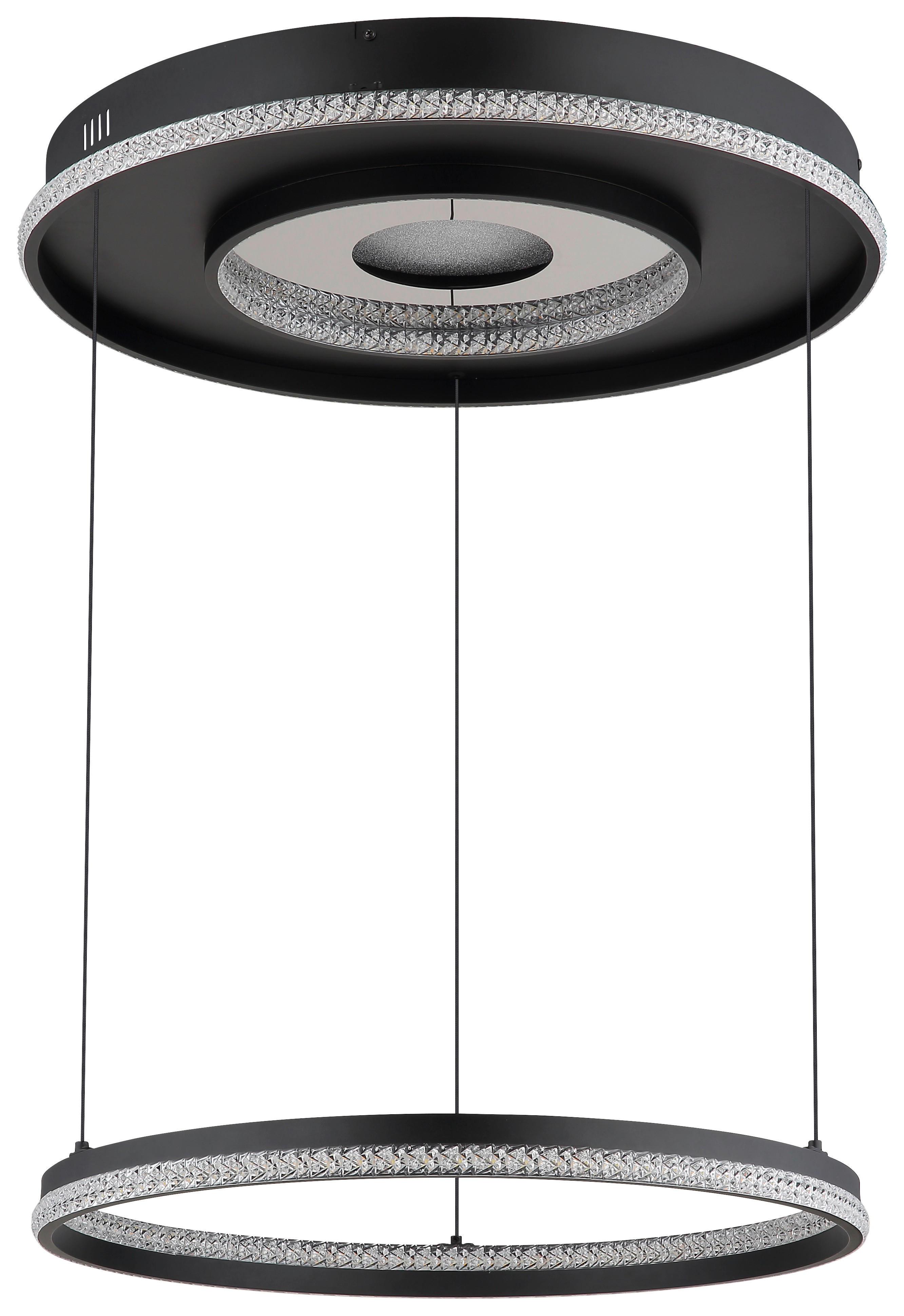 GLOBO Pendelleuchte mattschwarz klar Metall Aluminium H/D: ca. 120x60 cm 1.0 Brennstellen Marsh - klar/mattschwarz (60,00/120,00cm) - GLOBO
