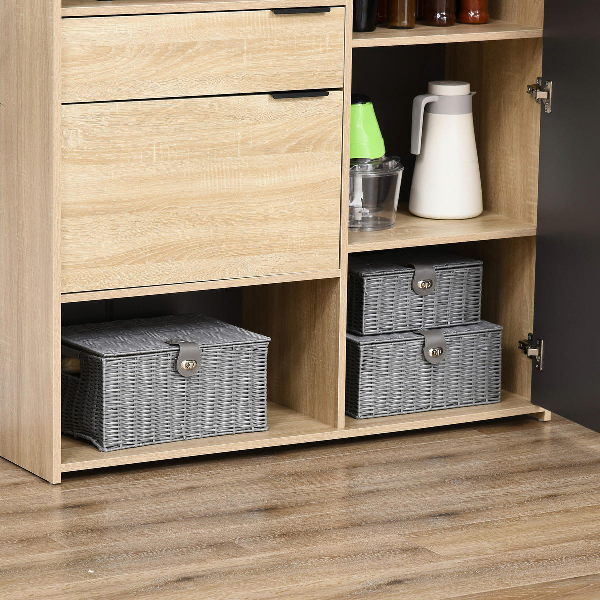HOMCOM Aufbewahrungskorb grau Metall B/H/L: ca. 28,5x35,5x18 cm Aufbewahrungskorb-Set - grau (18,00/28,50/35,50cm) - HOMCOM