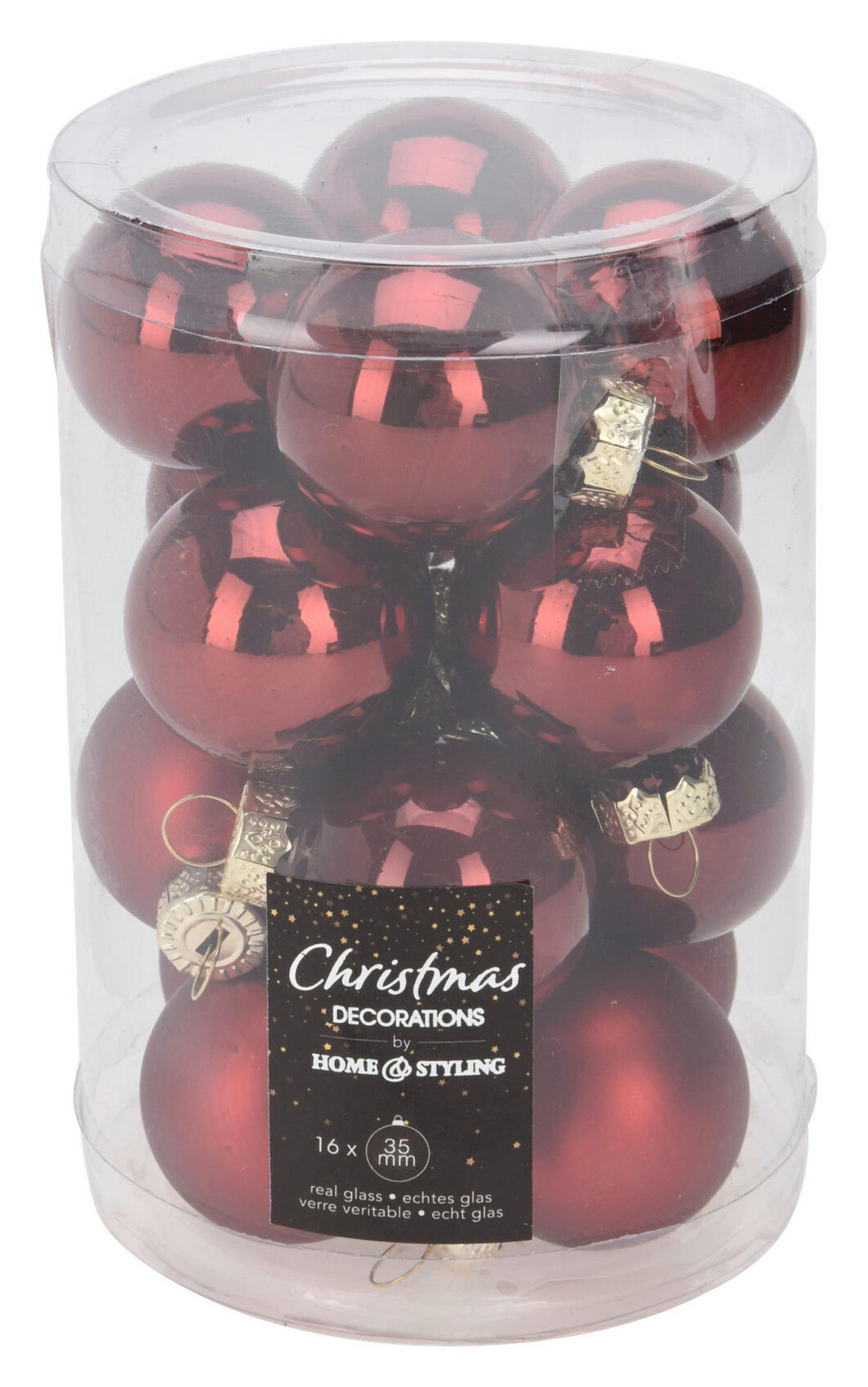 Weihnachtskugel rot Weihnachtskugeln_16erSet - bordeaux/rot