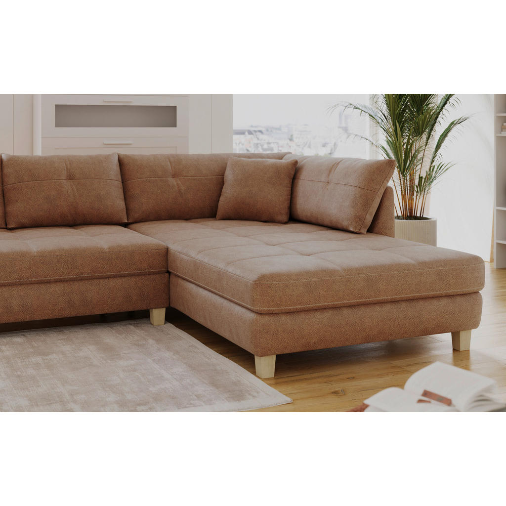 Thumbnail - Ecksofa Bonanza Cognac Microfaser B/H/T: ca. 317x96x227 cm