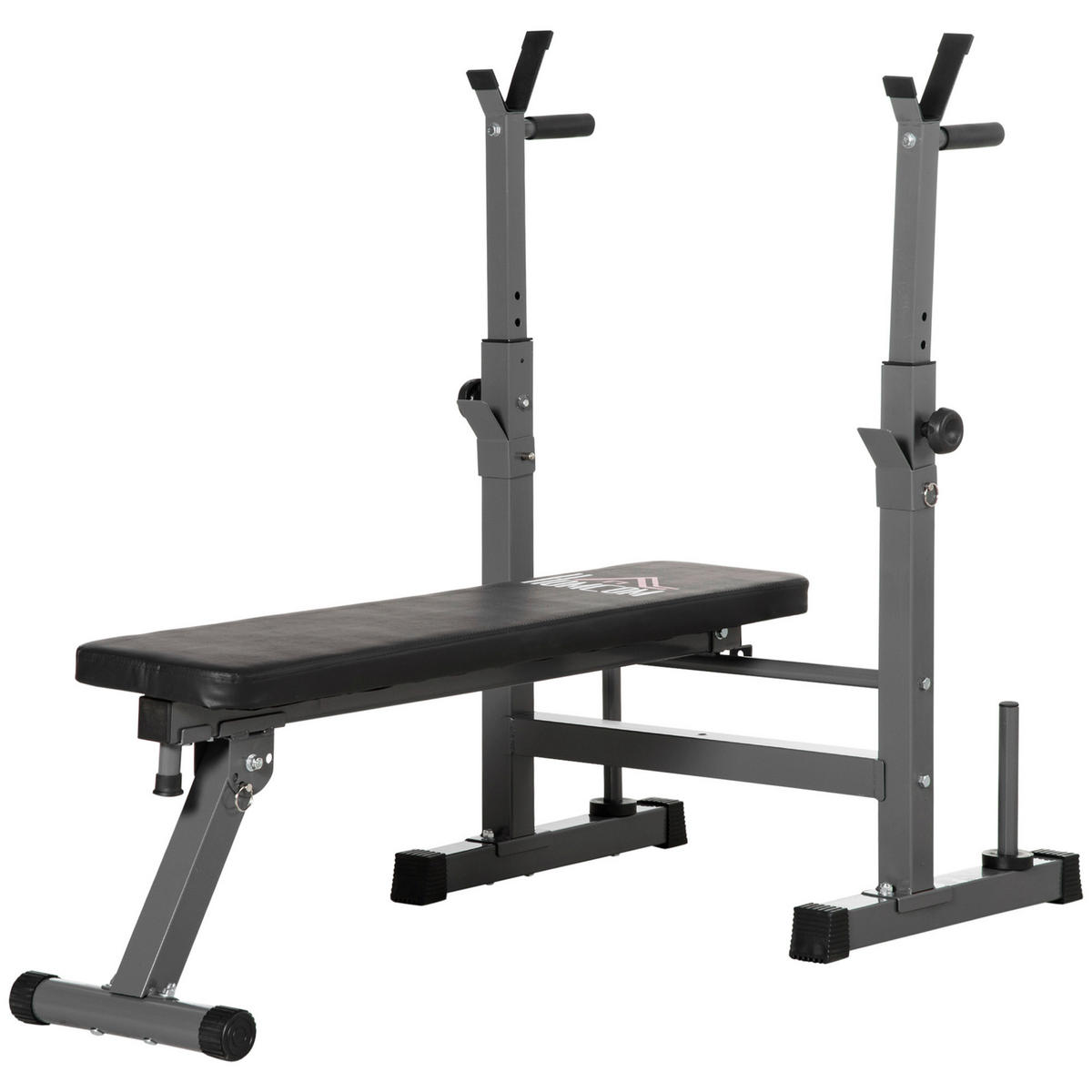 HOMCOM Hantelbank grau Kunstleder B/H/L: ca. 73x122x140 cm Hantelbank - schwarz/grau (140,00/73,00/122,00cm) - HOMCOM