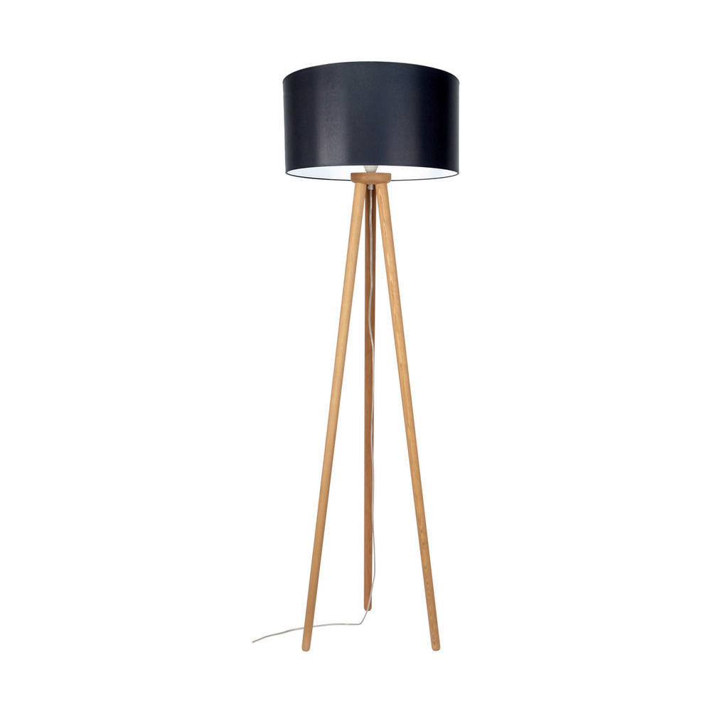 SPOT Light Stehlampe Contra, Dreibein aus Holz, Naturprodukt mit FSC-Zertifikat, hochwertiger Textilschirm, geeignet für LM E27 - exklusive, Made in Europe